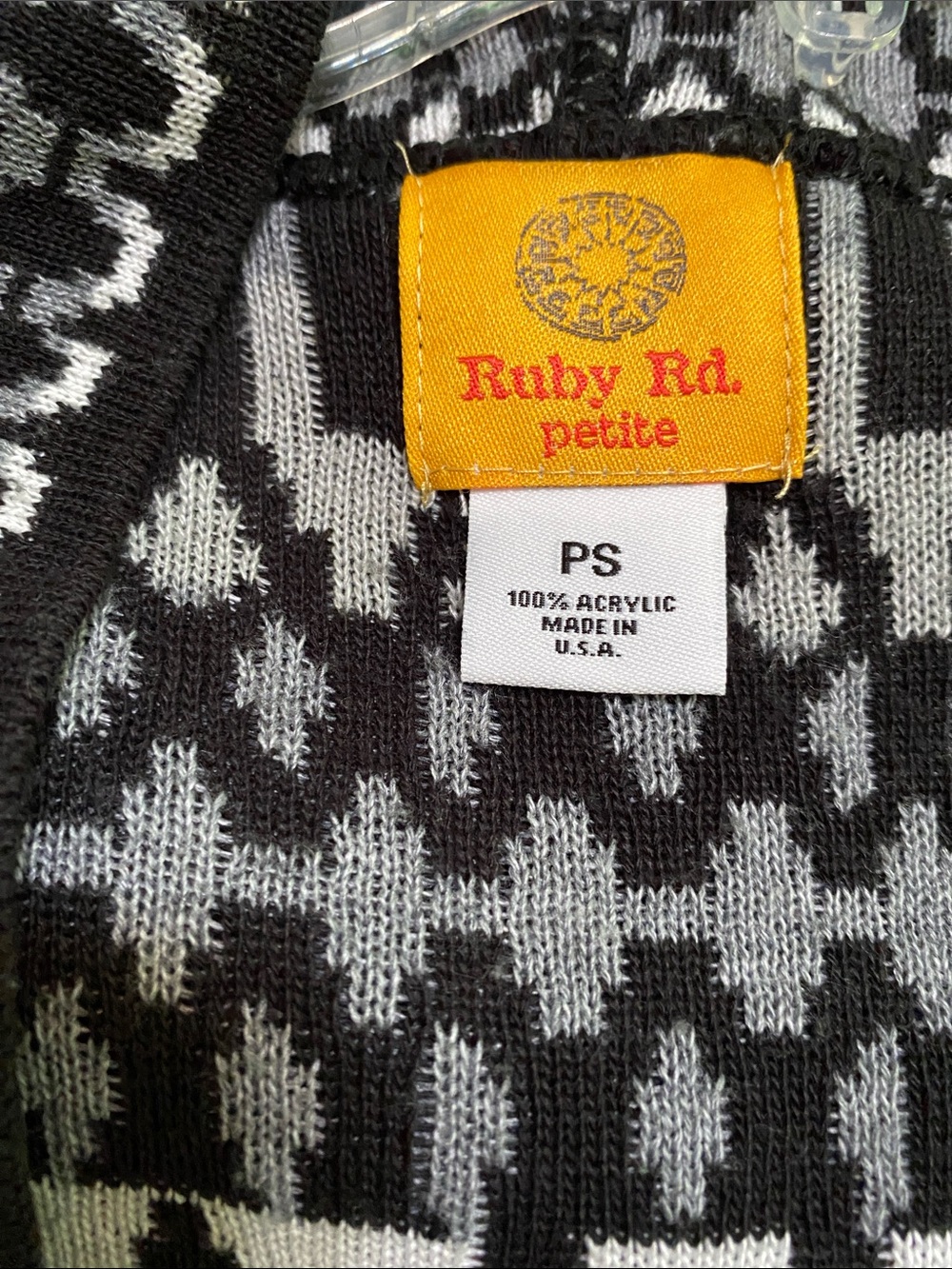 Ruby Rd. Black & White Geometric Open-Front Knit Jacket - Picture 3 of 3